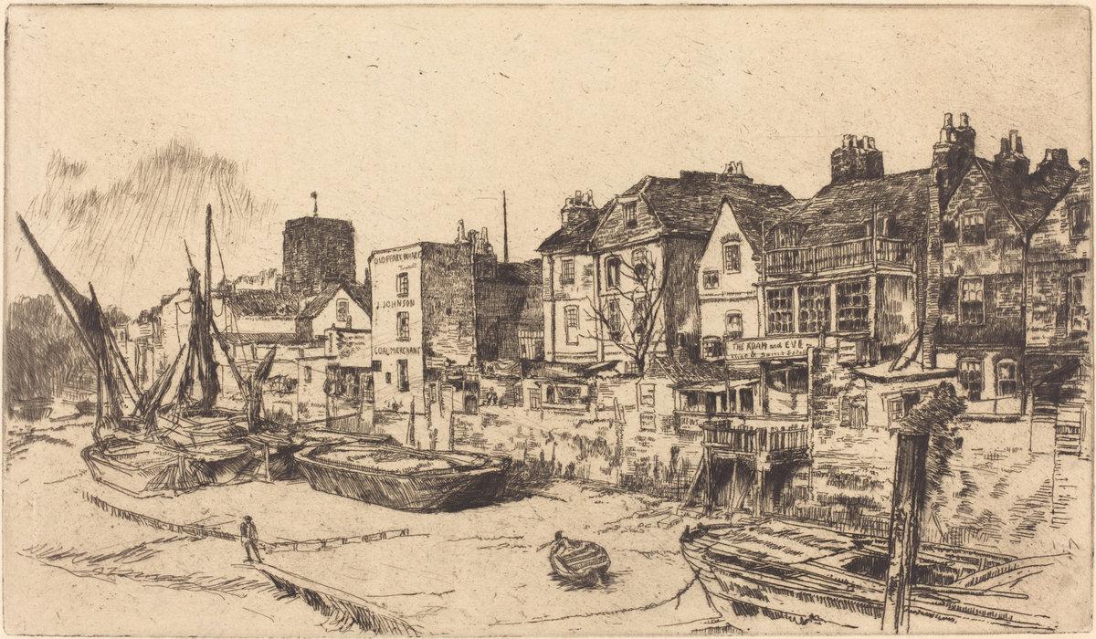 James McNeill Whistler:The 'Adam and Eve', Old Chelsea,16x12"(A3) Poster