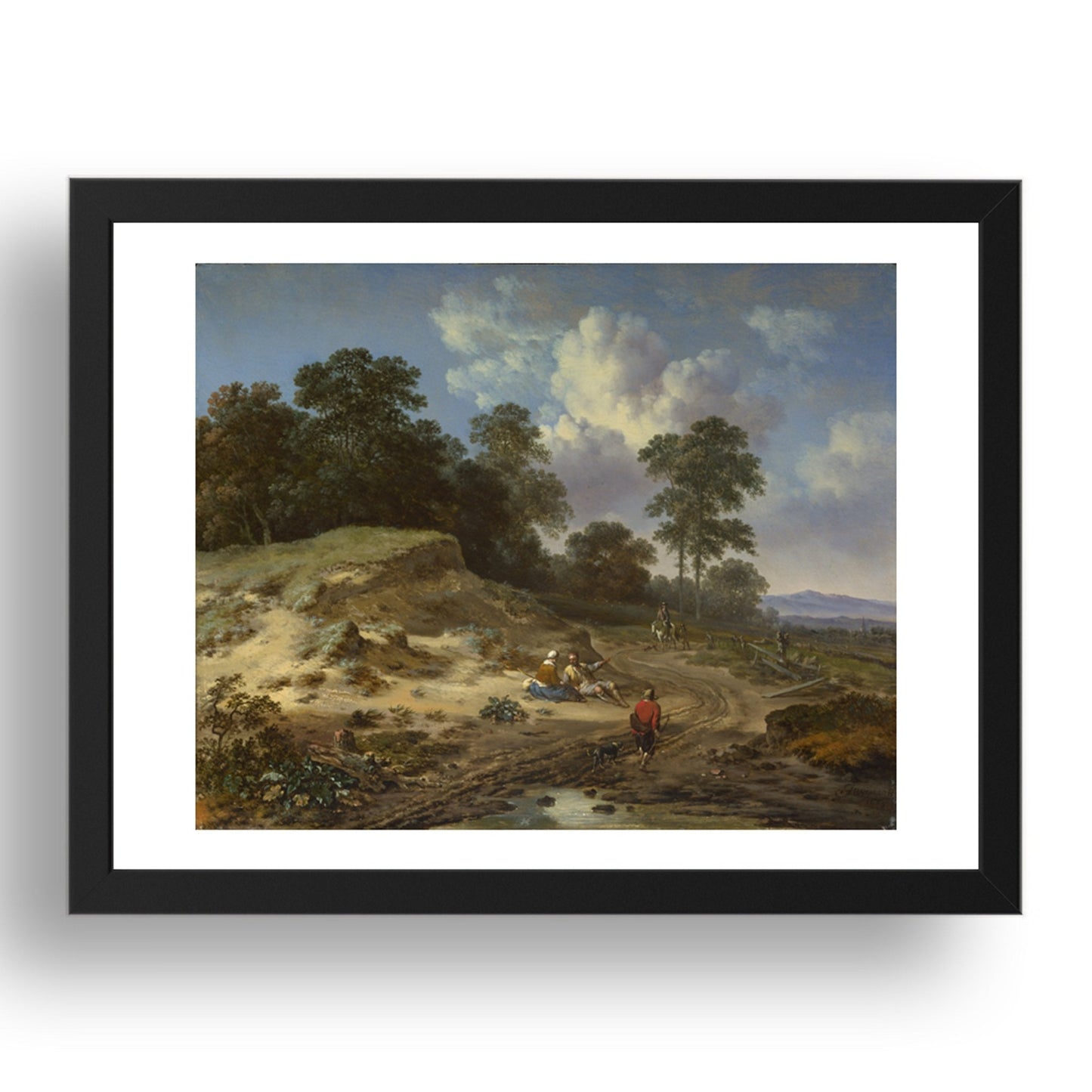 Jan Wijnants: A Track by a Dune, with Peasants and a Horseman, Poster in 17x13"(A3) Frame