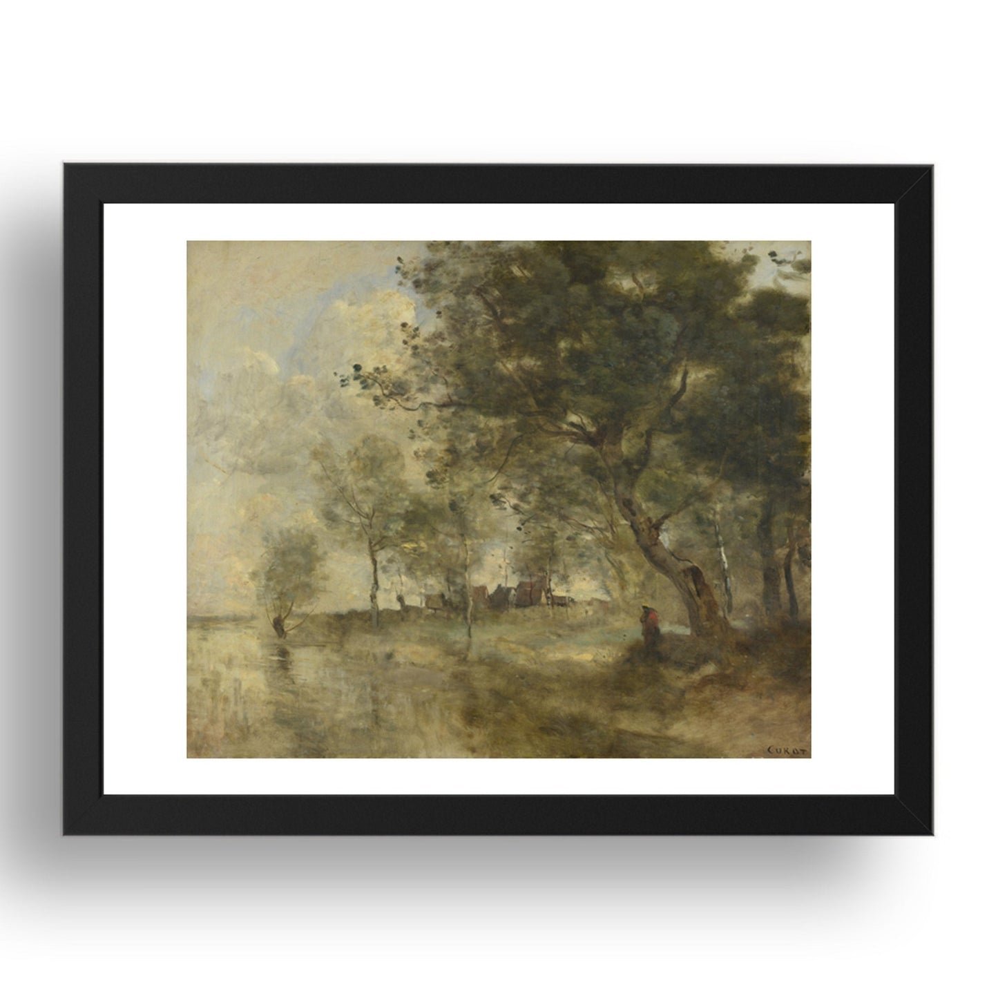 Jean Baptiste Camille Corot: A Flood, Poster in 17x13"(A3) Frame