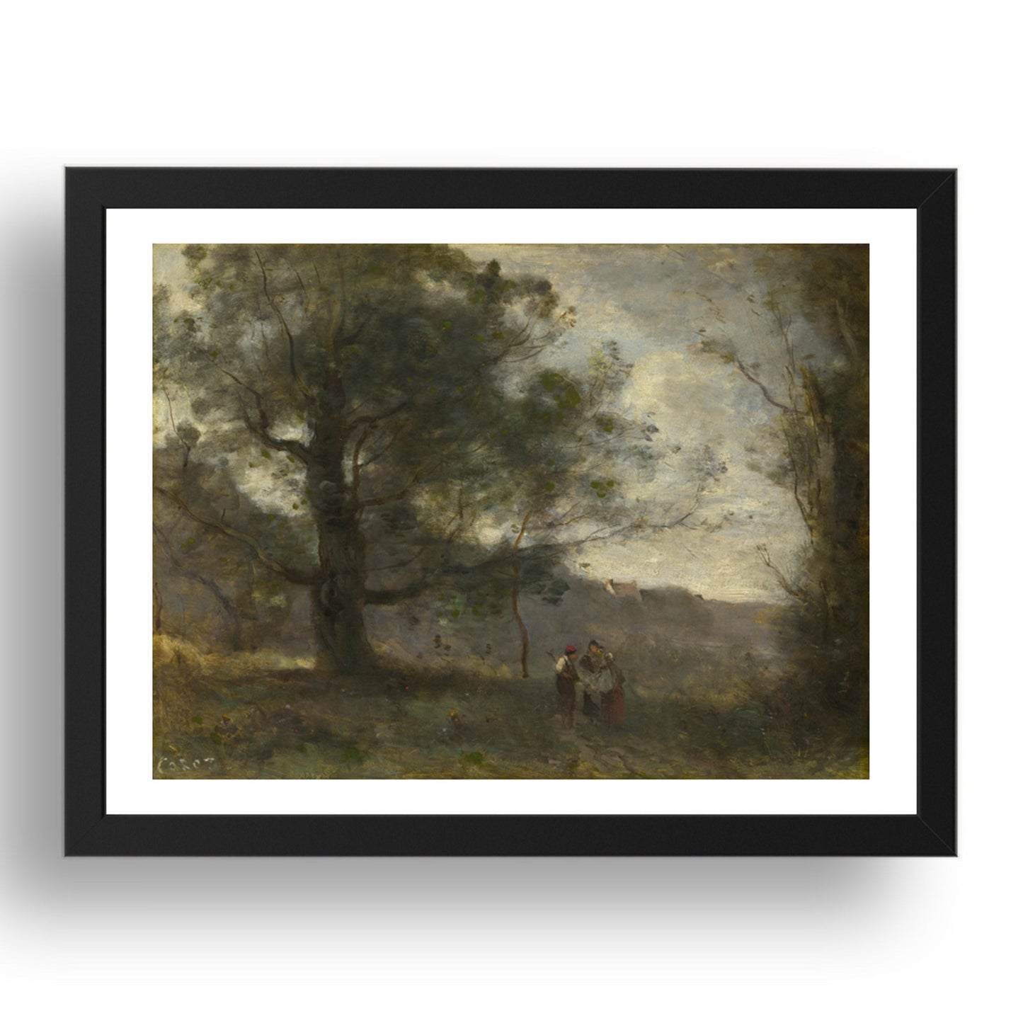 Jean Baptiste Camille Corot: The Oak in the Valley, Poster in 17x13"(A3) Frame