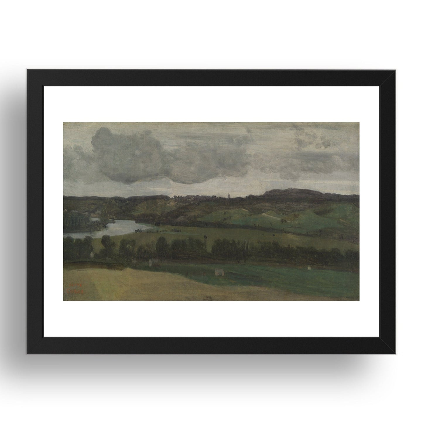 Jean Baptiste Camille Corot: The Seine near Rouen, Poster in 17x13"(A3) Frame