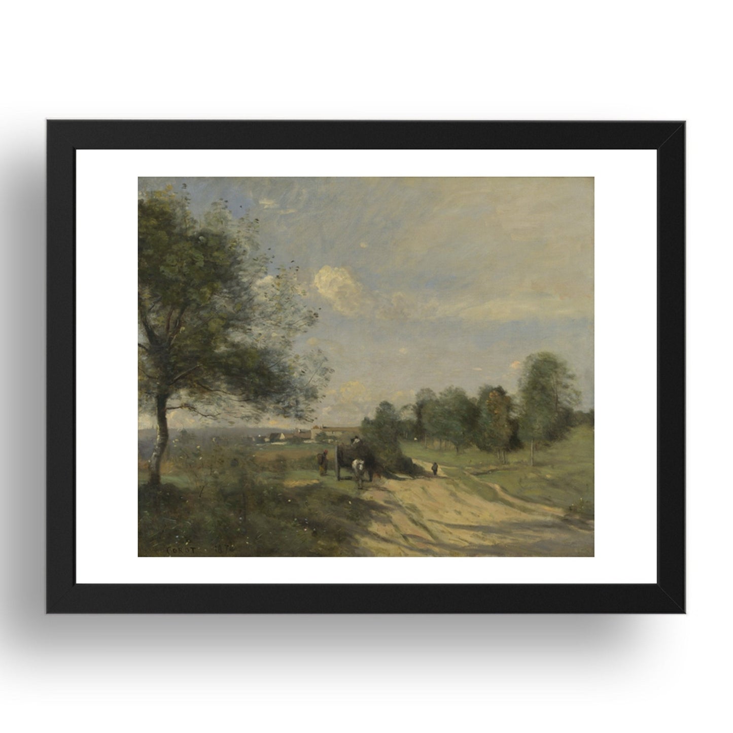 Jean Baptiste Camille Corot: The Wagon (Souvenir of Saintry), Poster in 17x13"(A3) Frame