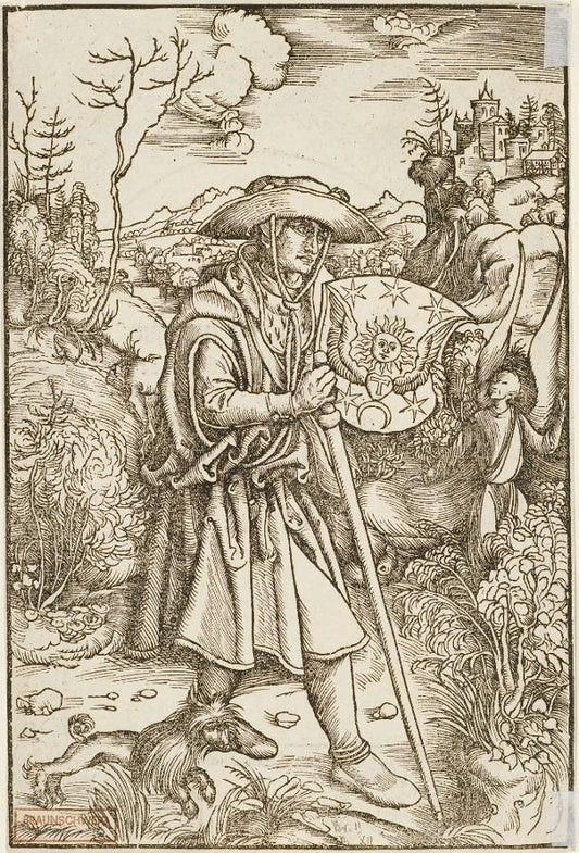 Jean Gerson as Pilgrim, vintage artwork by Hans Baldung, A3 (16x12") Poster Print