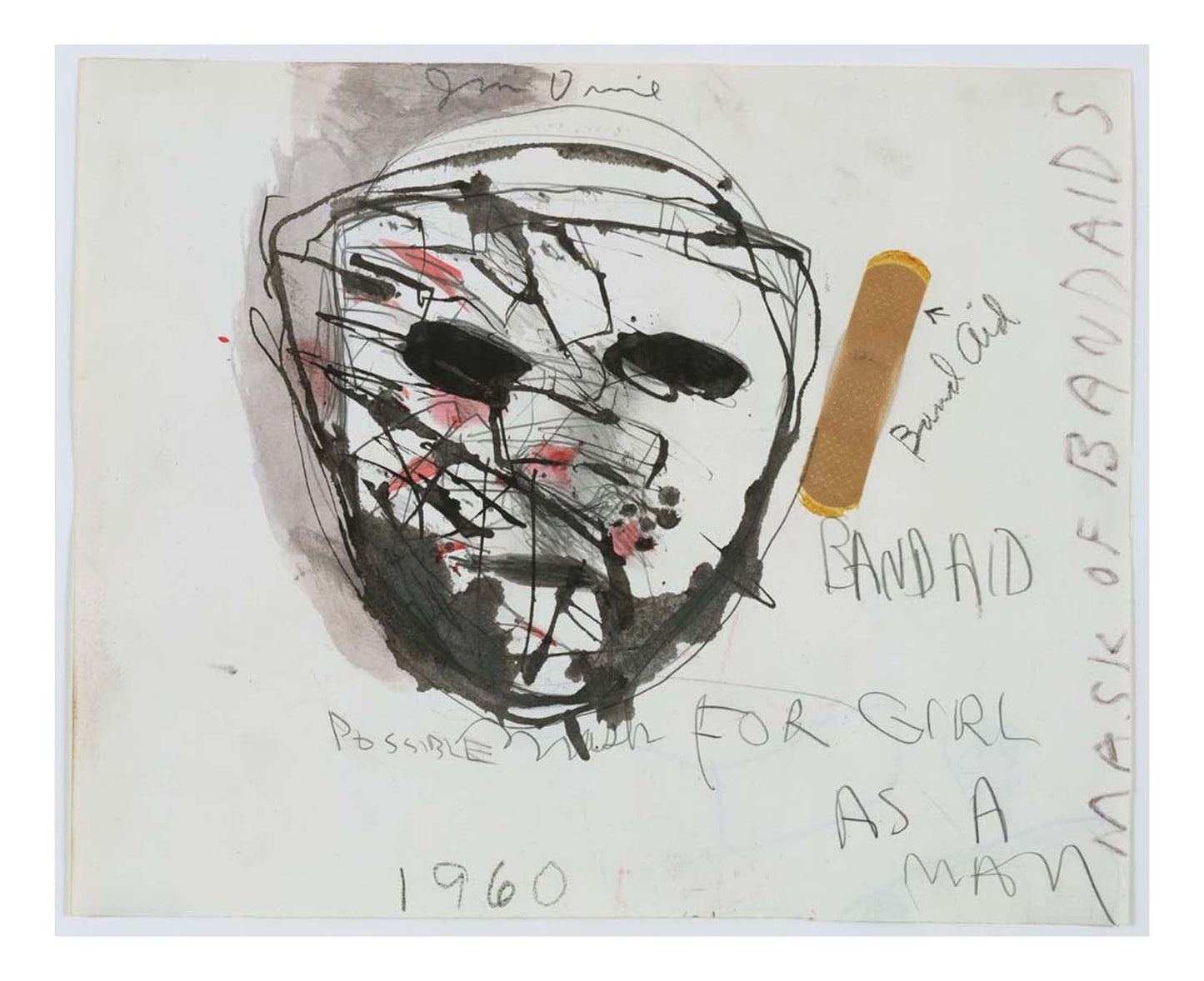 Jim Dine - Study for The Car Crash Band Aid, Possible Mask for Girl as a Man, 16x12" (A3) Poster Print