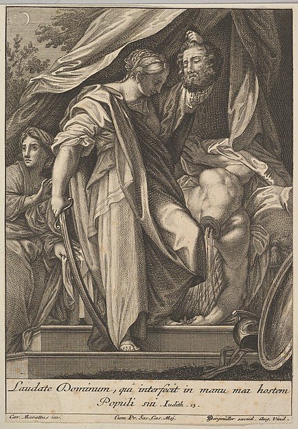 Johann Georg Bergmüller , After Carlo Maratti:Judith slaying Holofernes 1705–62, vintage artwork, 16x12"(A3) Poster Print
