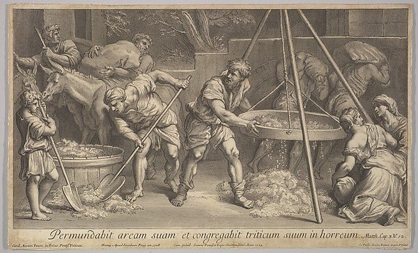 Johann Jakob Frey the Elder , de Poilly, After Carlo Maratti:The Wheat & The Chaff 1728, vintage artwork, 16x12"(A3) Poster Print