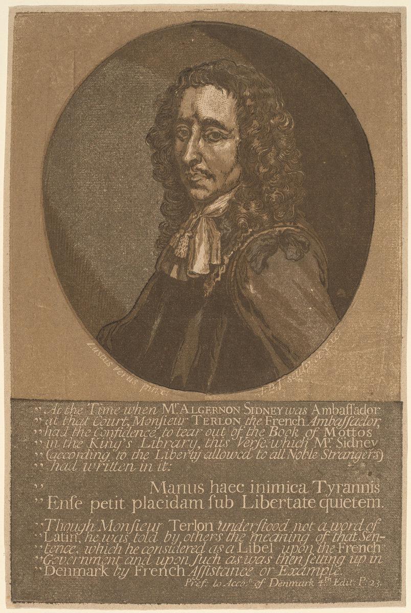 John Baptist Jackson after Justus van Verus:Algernon Sidney,16x12"(A3) Poster