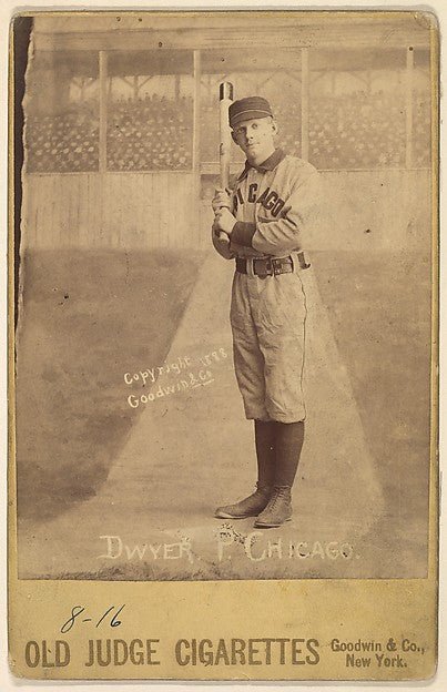 :John Francis Dwyer Pitcher Chicago from the series Old Judge Cigarettes 1888, vintage artwork, 16x12"(A3) Poster Print
