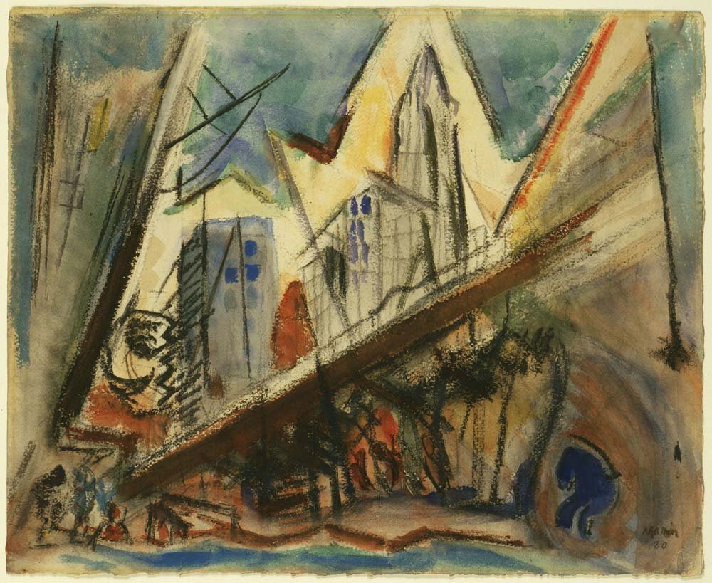 John Marin - Lower Manhattan, vintage art, A3 (16x12") Poster Print