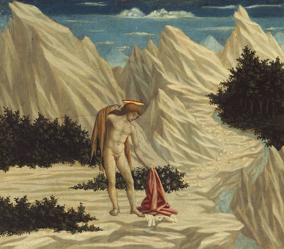 John the Baptist in the Desert (Predella from the Santa Lucia dei Magnoli Altarpiece), vintage artwork by Domenico Veneziano, A3 (16x12") Poster Print