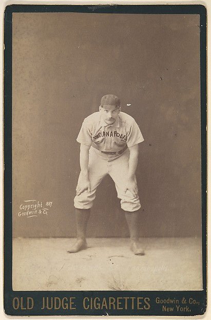 :John Wesley "Jack" Glassock Shortstop Indianapolis from the series Old Judge Cigarettes 1887, vintage artwork, 16x12"(A3) Poster Print