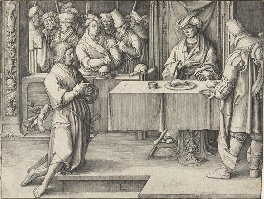 Joseph Explains Pharaoh's Dream, vintage artwork by Lucas van Leyden, A3 (16x12") Poster Print