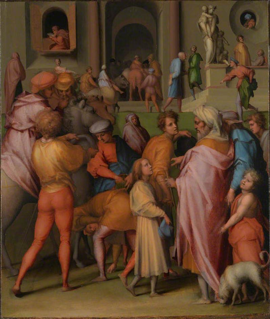 Joseph Sold to Potiphar, vintage artwork by Pontormo, A3 (16x12") Poster Print