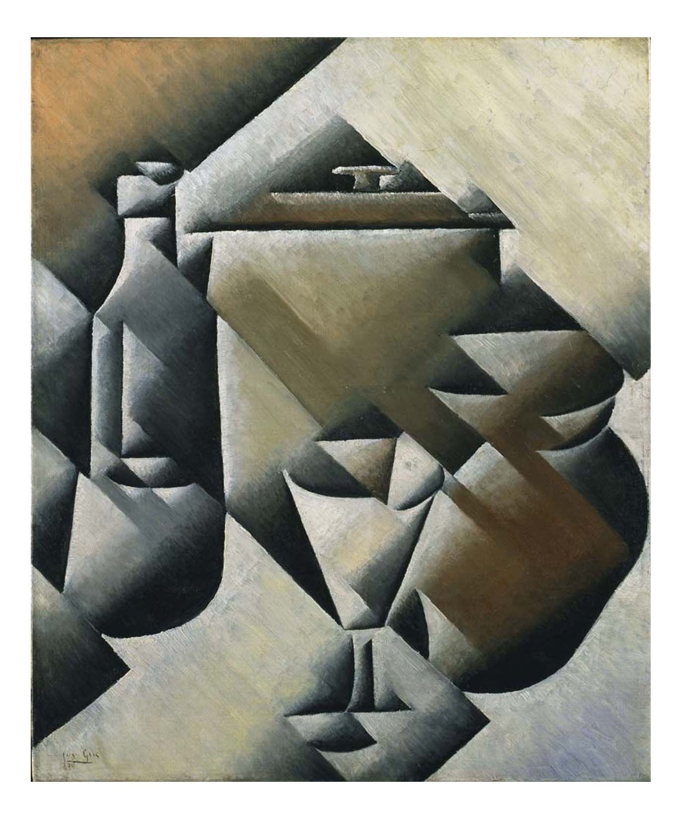 Juan Gris - Jar, Bottle and Glass, 16x12" (A3) Poster Print