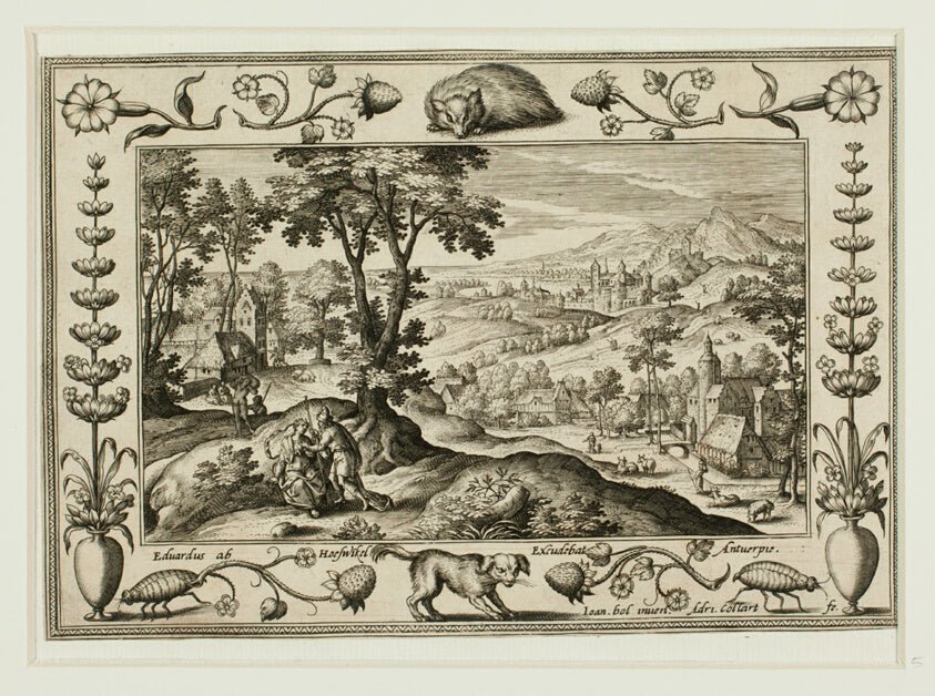 Judah and Tamar, from Landscapes with Old and New Testament Scenes and Hunting Scenes by Adriaen Collaert (Flemish, c. 1560–1618) , 23x16"( A2 size ) Poster Print