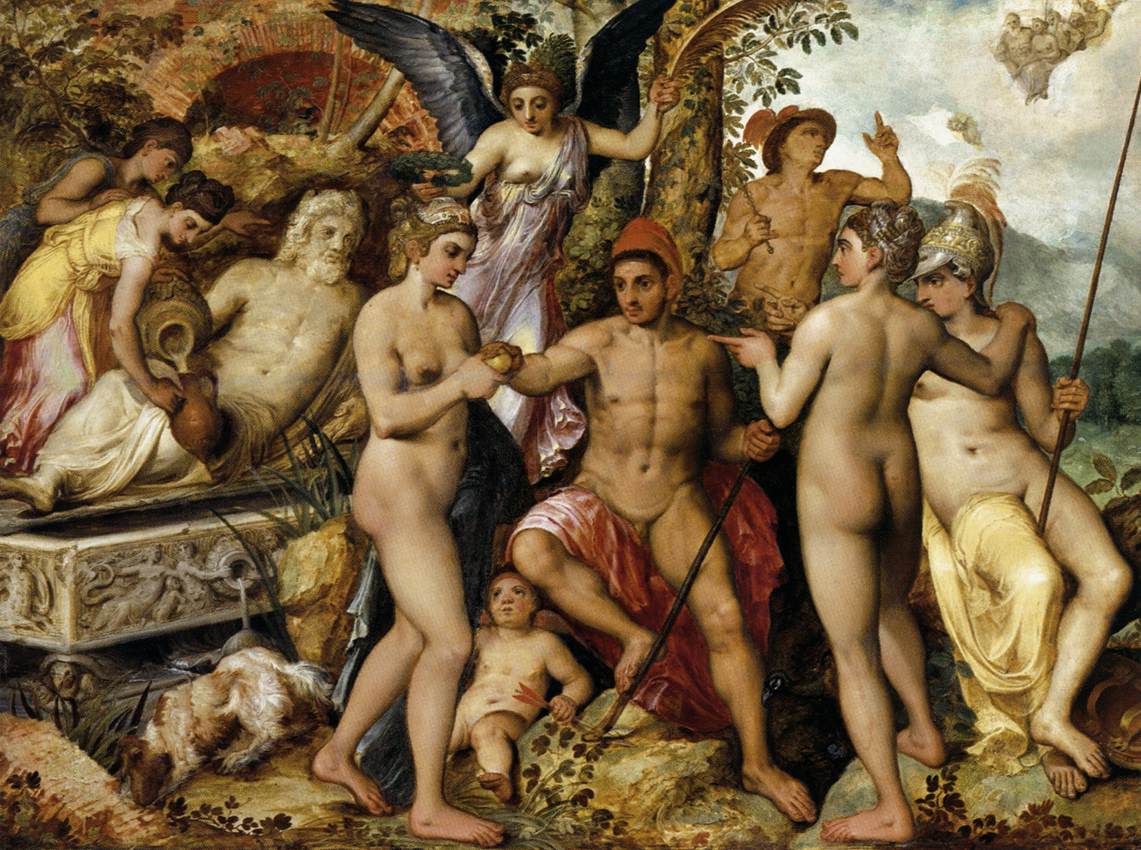 Judgment of Paris, vintage artwork by Frans Floris, A3 (16x12") Poster Print