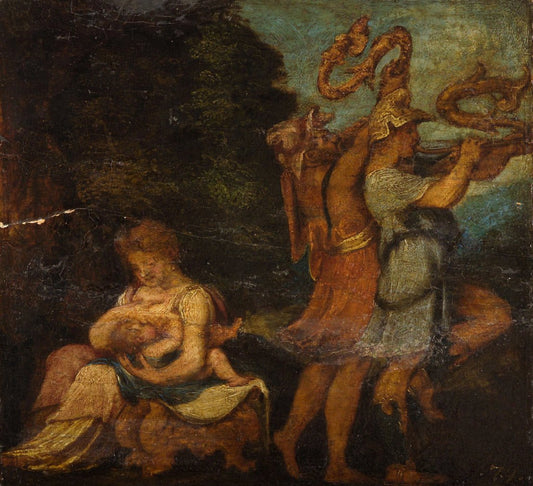 Jupiter Raised by  Amalthea, vintage artwork by Andrea Schiavone, A3 (16x12") Poster Print