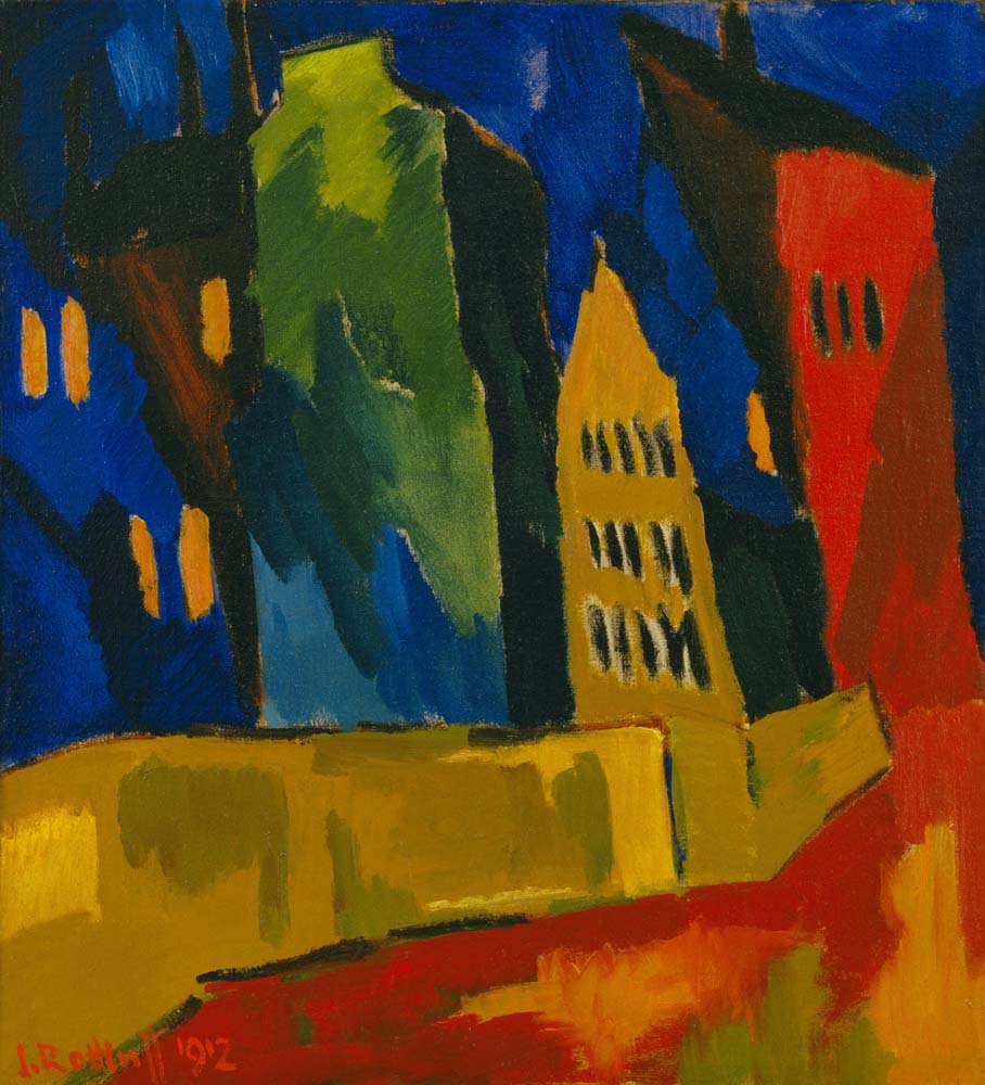 Karl Schmidt-Rottluff - Houses at Night, vintage art, A3 (16x12") Poster Print