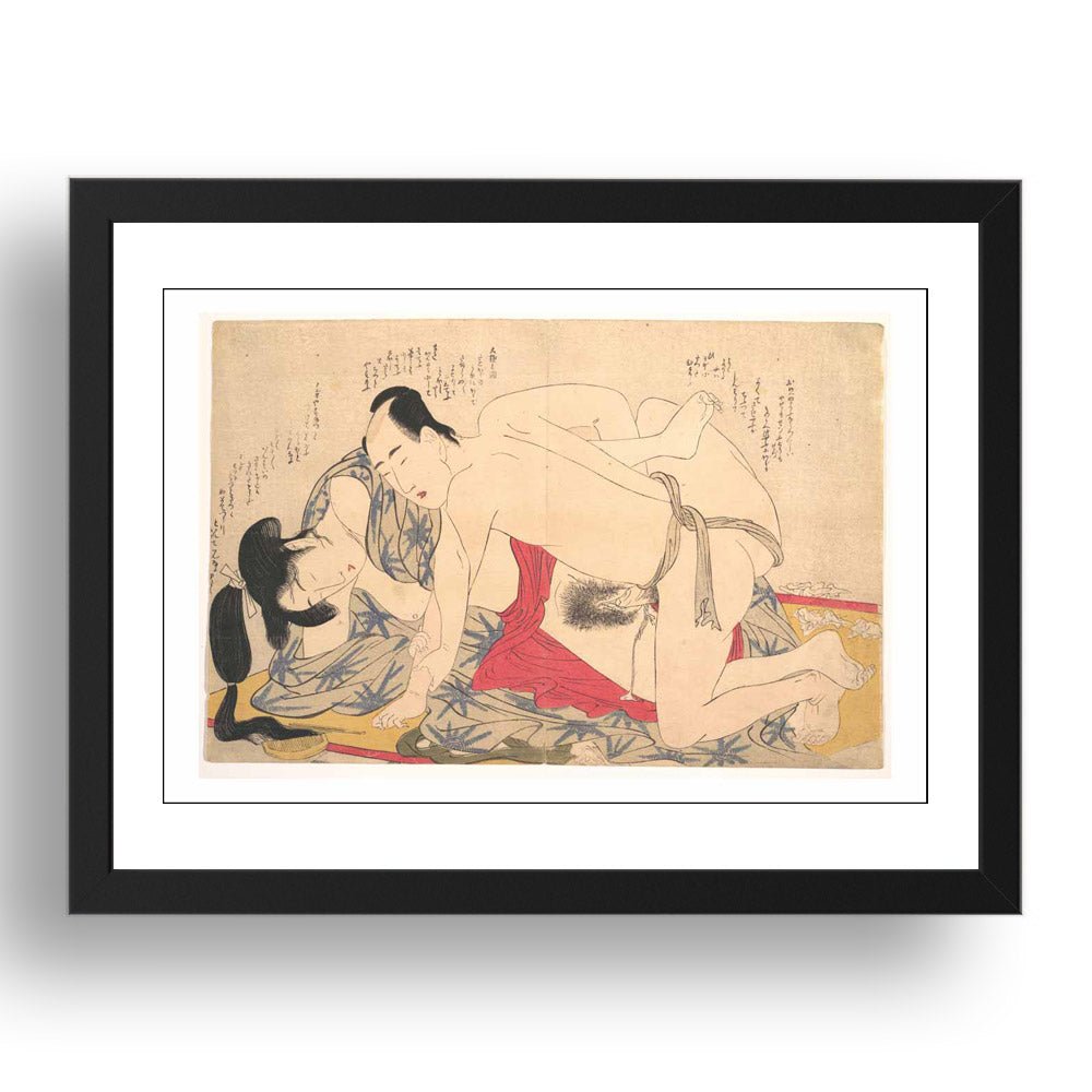 Kitagawa Utamaro2, Graphic Erotic ukiyo-e Japanese Shunga, classic artwork in 17x13"(A3) Frame