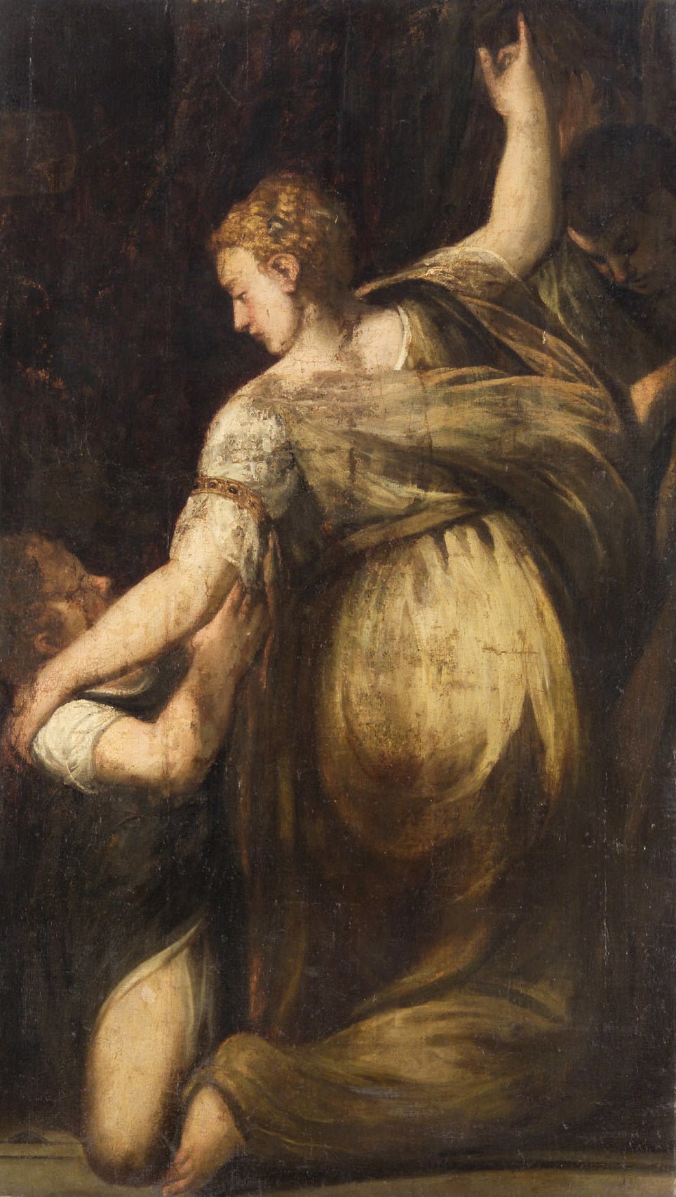 Kneeling Woman with Child, vintage artwork by Andrea Schiavone, A3 (16x12") Poster Print