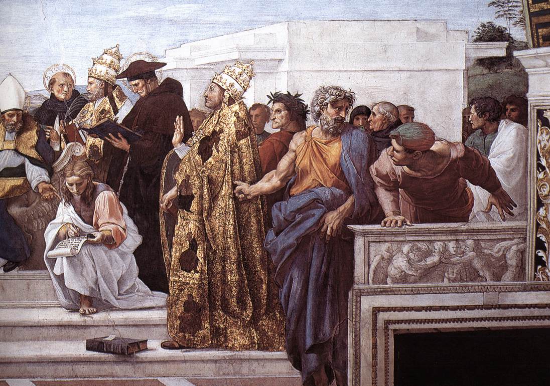 La Disputa (detail 13) (Stanza della Segnatura), vintage artwork by Raphael, A3 (16x12") Poster Print