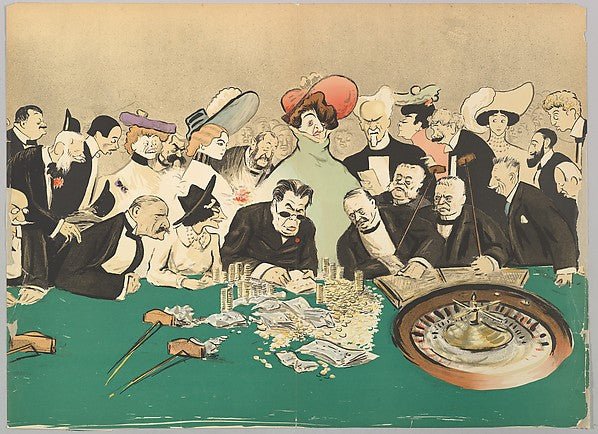 La Roulette in the Casino from Monte-Carlo 2nd Serie c1910-G, vintage art, A3 (16x12") Poster Print