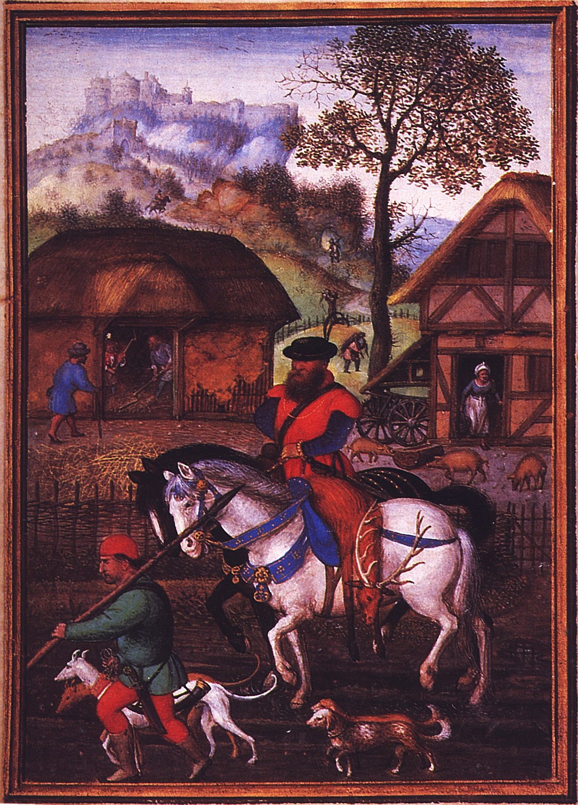 Labors of the Months: November, from a Flemish Book of Hours, vintage artwork by Simon Bening, A3 (16x12") Poster Print