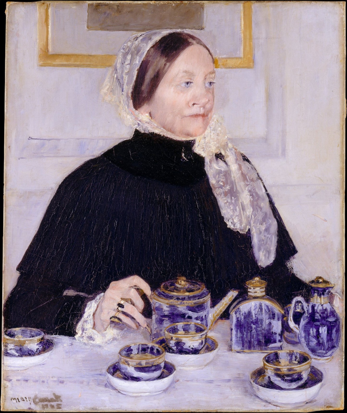 Lady at the Tea Table by Mary Stevenson Cassatt, vintage art, modern poster print
