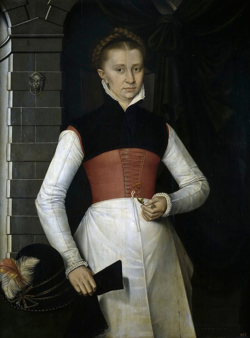 Lady with a Yellow Flower, vintage artwork by Adriaen van Cronenburg, A3 (16x12") Poster Print