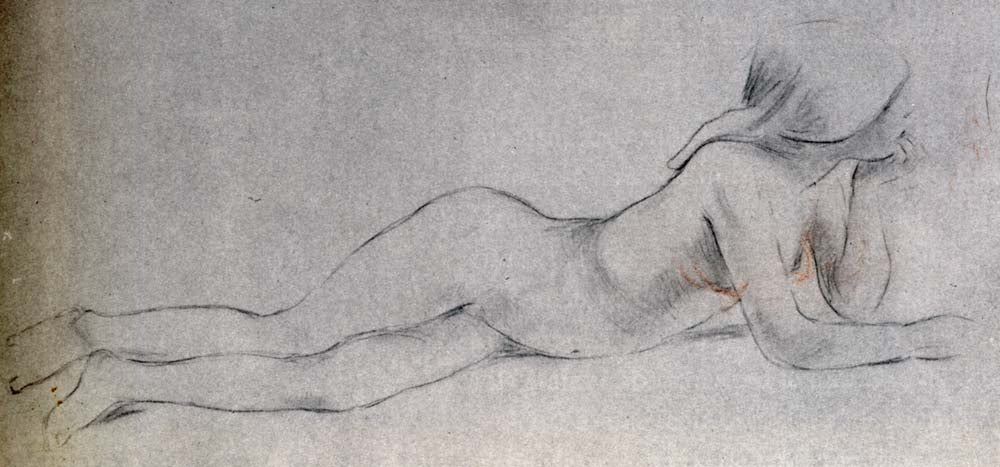Laid down naked shepherdess by Berthe Morisot, 1891, vintage art, modern poster print