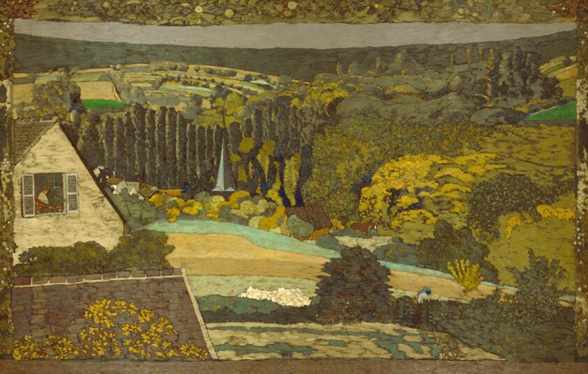 Landscape by Window Overlooking the Woods by Edouard Vuillard,23x16"( A2 size ) Poster Print