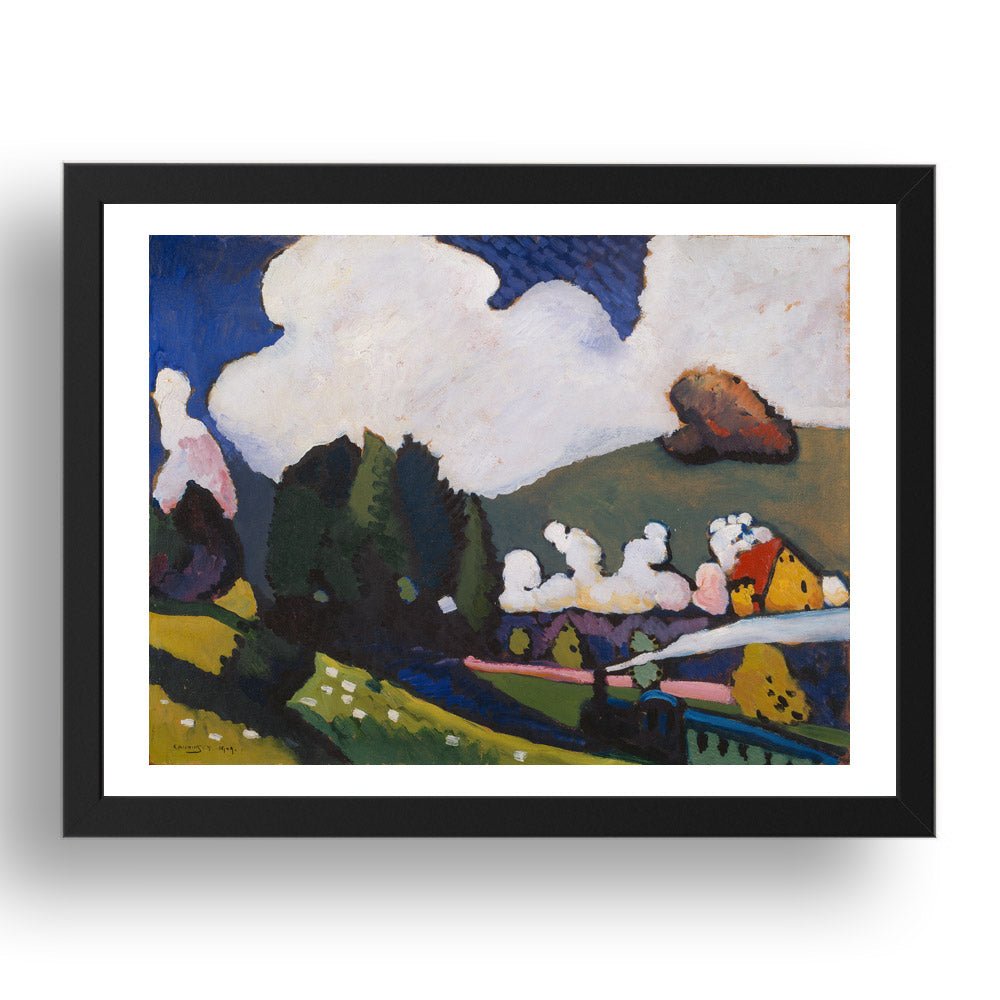 Landscape near Murnau with Locomotive 1909 by Wassily Kandinsky, 17x13" Frame