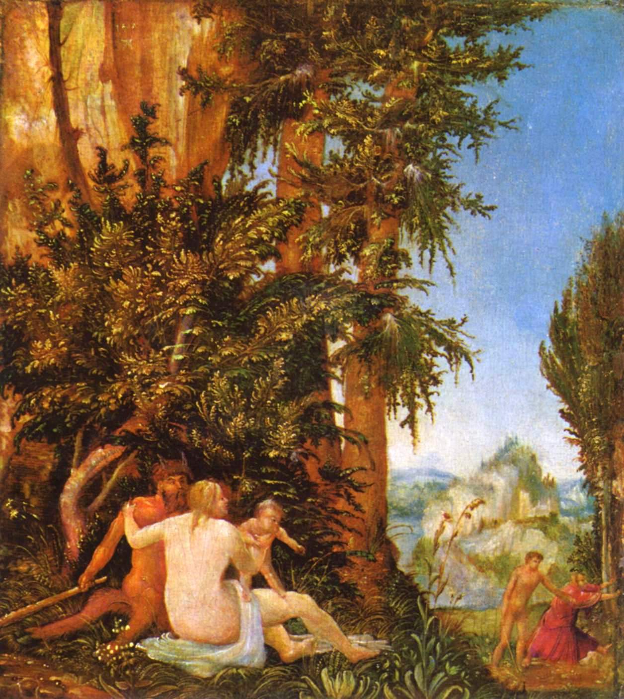 Landscape with a Satyr Family, vintage artwork by Albrecht Altdorfer, A3 (16x12") Poster Print