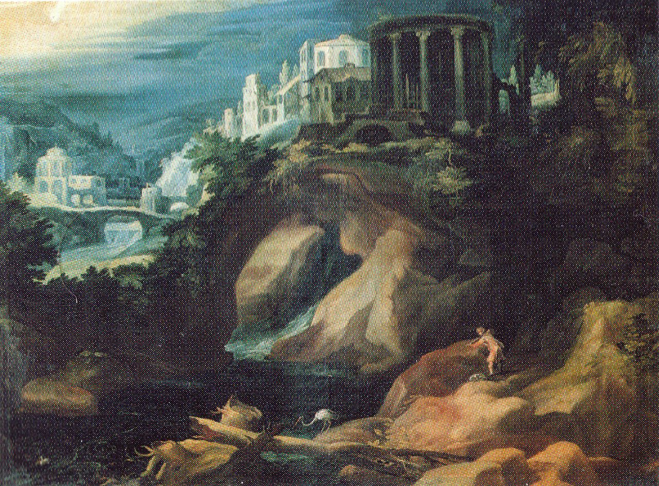 Landscape with a Siby l Temple, vintage artwork by Paul Bril, A3 (16x12") Poster Print