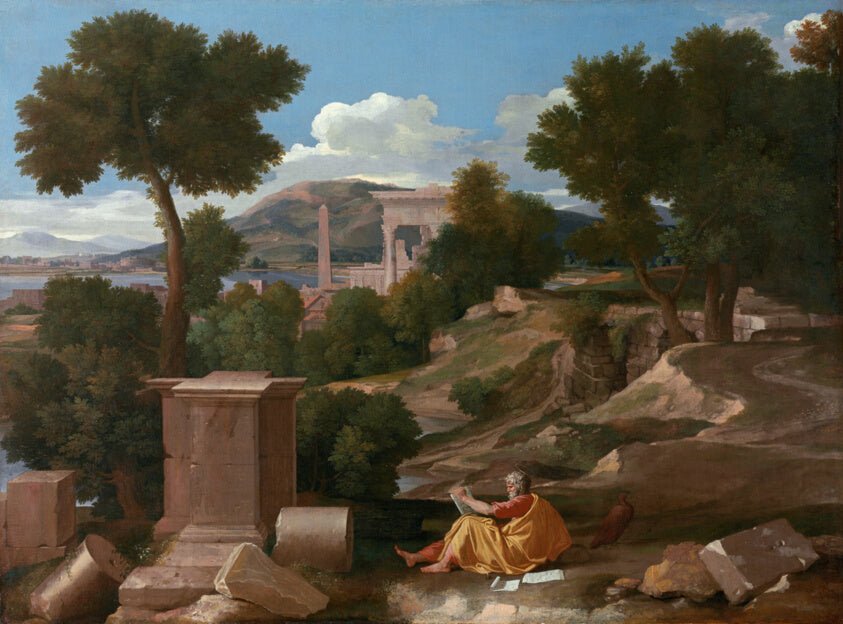 Landscape with Saint John on Patmos by Nicolas Poussin, 23x16"( A2 size ) Poster Print