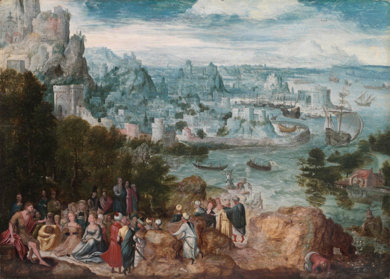 Landscape with Saint John the Baptist, vintage artwork by Herri met de Bles, A3 (16x12") Poster Print