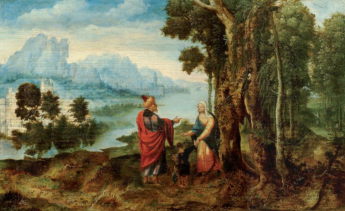 Landscape with the Repudiation of Hagar and Ishmael, vintage artwork by Herri met de Bles, A3 (16x12") Poster Print