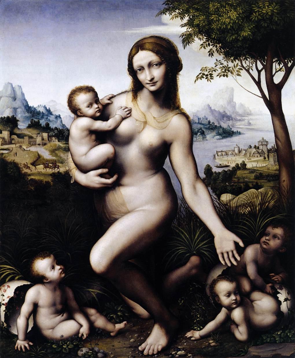 Leda and her Children, vintage artwork by Giampietrino, A3 (16x12") Poster Print