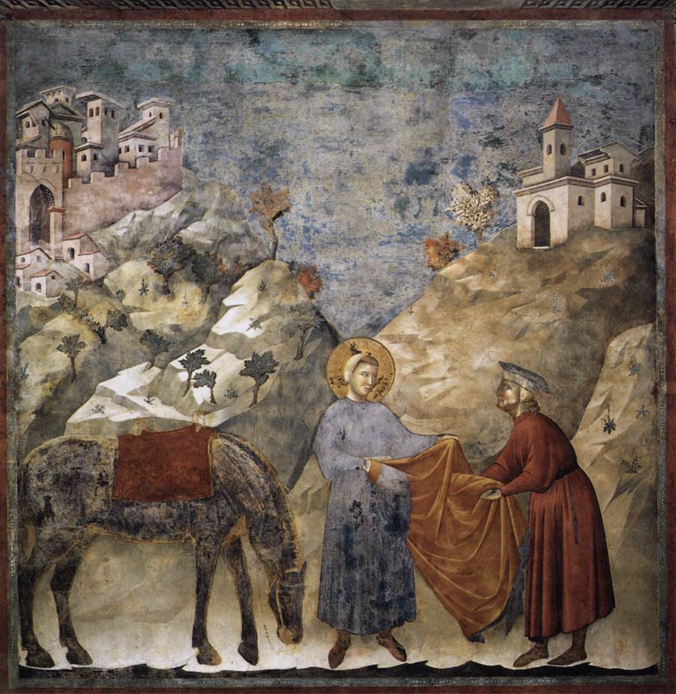 Legend of Saint Francis: 2. Saint Francis Giving his Mantle to a Poor Man, vintage artwork by Attributed to Giotto, A3 (16x12") Poster Print
