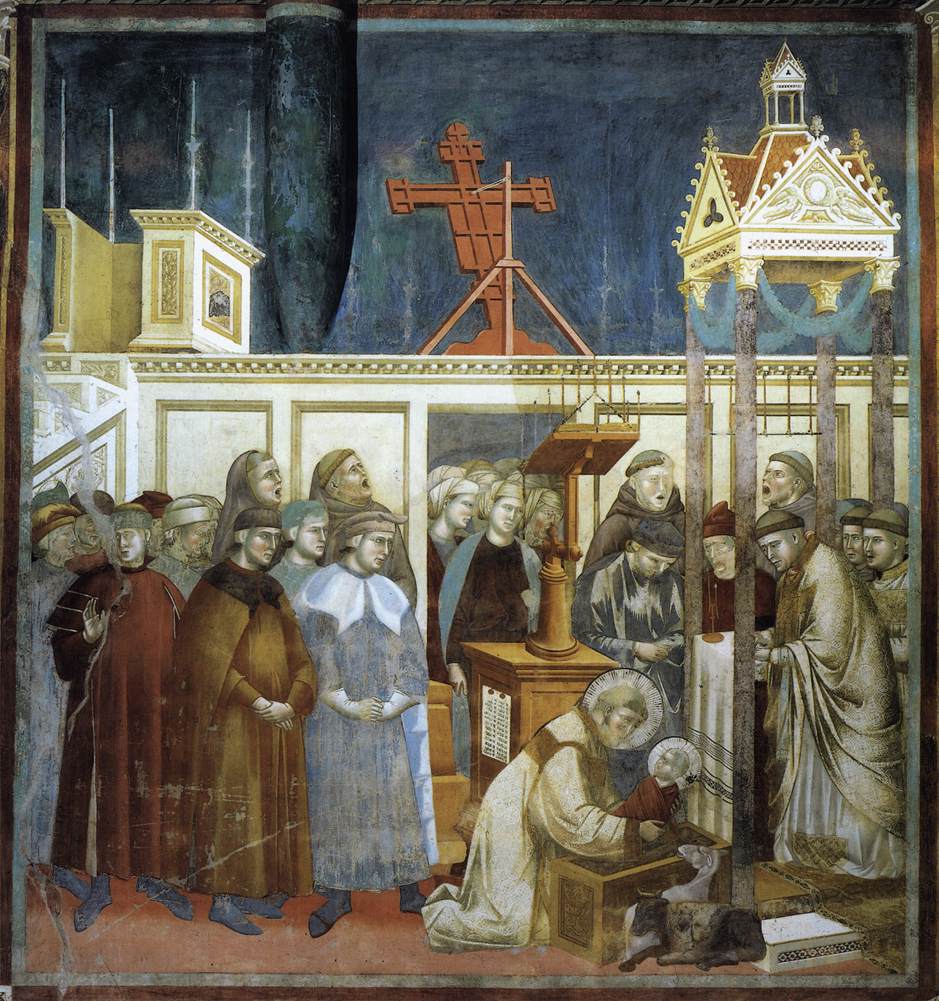 Legend of St Francis: 13. Institution of the Crib at Greccio (Upper Church, San Francesco, Assisi), vintage artwork by Giotto, A3 (16x12") Poster Print