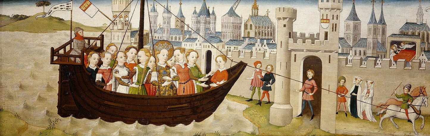 Legend of St Ursula: Arrival in Cologne and St Ursula's Dream, vintage artwork by German School 15th Century - Unknown, A3 (16x12") Poster Print