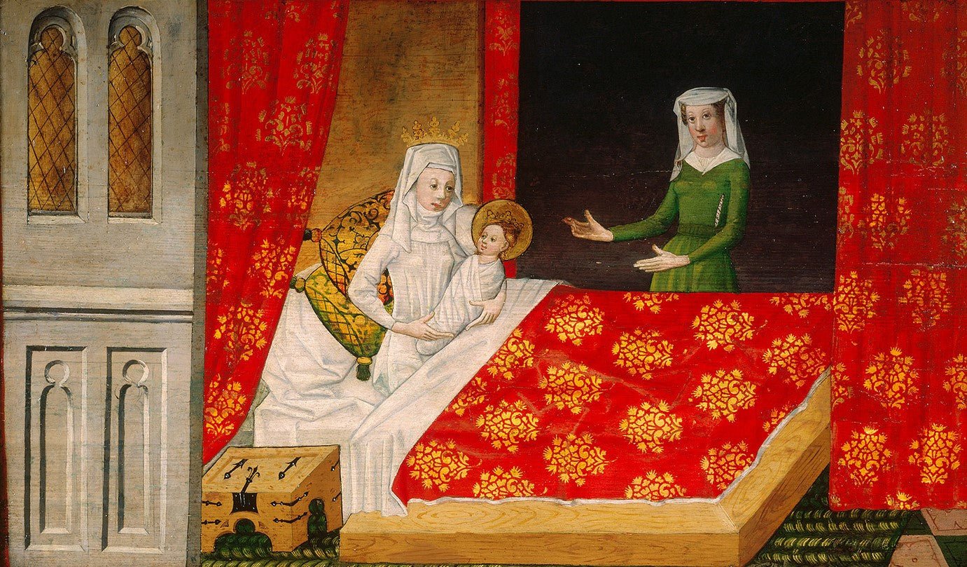 Legend of St Ursula: Birth of St Ursula, vintage artwork by German School 15th Century - Unknown, A3 (16x12") Poster Print