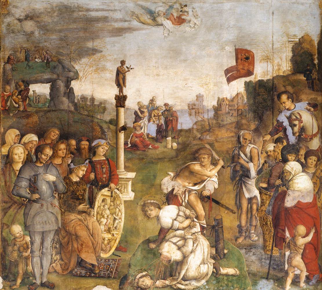 Legend of Sts. Cecilia and Valerian - The Martyrdom of Valerian and His Brother Tiburtius (Scene 5), vintage artwork by Amico Aspertini, A3 (16x12") Poster Print