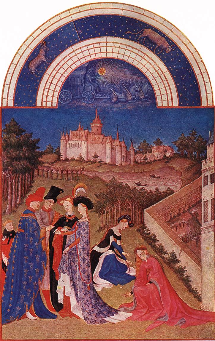 Les Tres Riches Heures du duc de Berry : Avril, vintage artwork by Limbourg brothers, A3 (16x12") Poster Print
