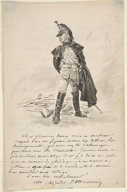 Letter to Samuel P. Avery with a drawing of a military figure , vintage art, A3 (16x12") Poster Print