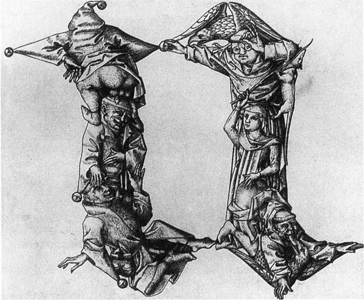 lettre N, vintage artwork by Master E.S., A3 (16x12") Poster Print