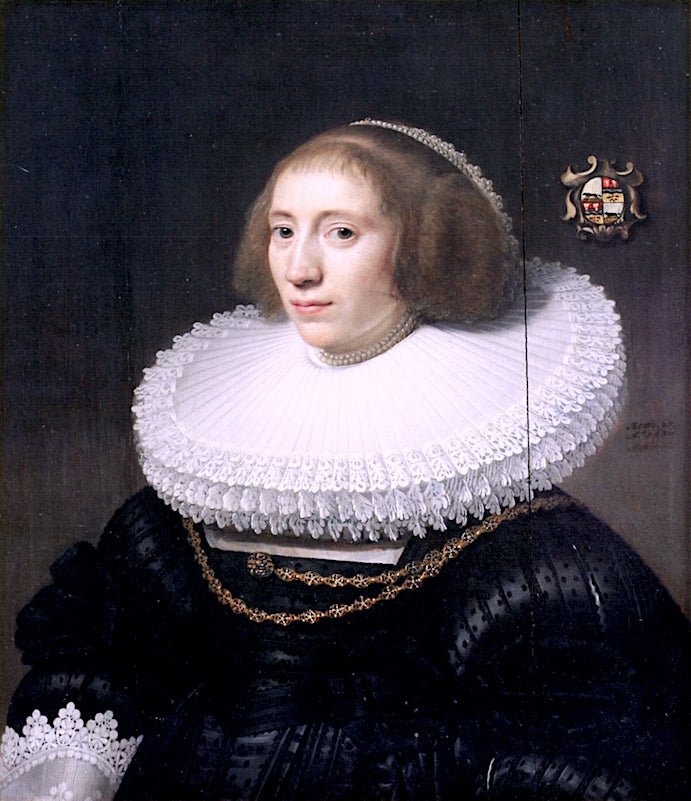 Levina Ockers, vintage artwork by Michiel Jansz. van Mierevelt, 12x8" (A4) Poster