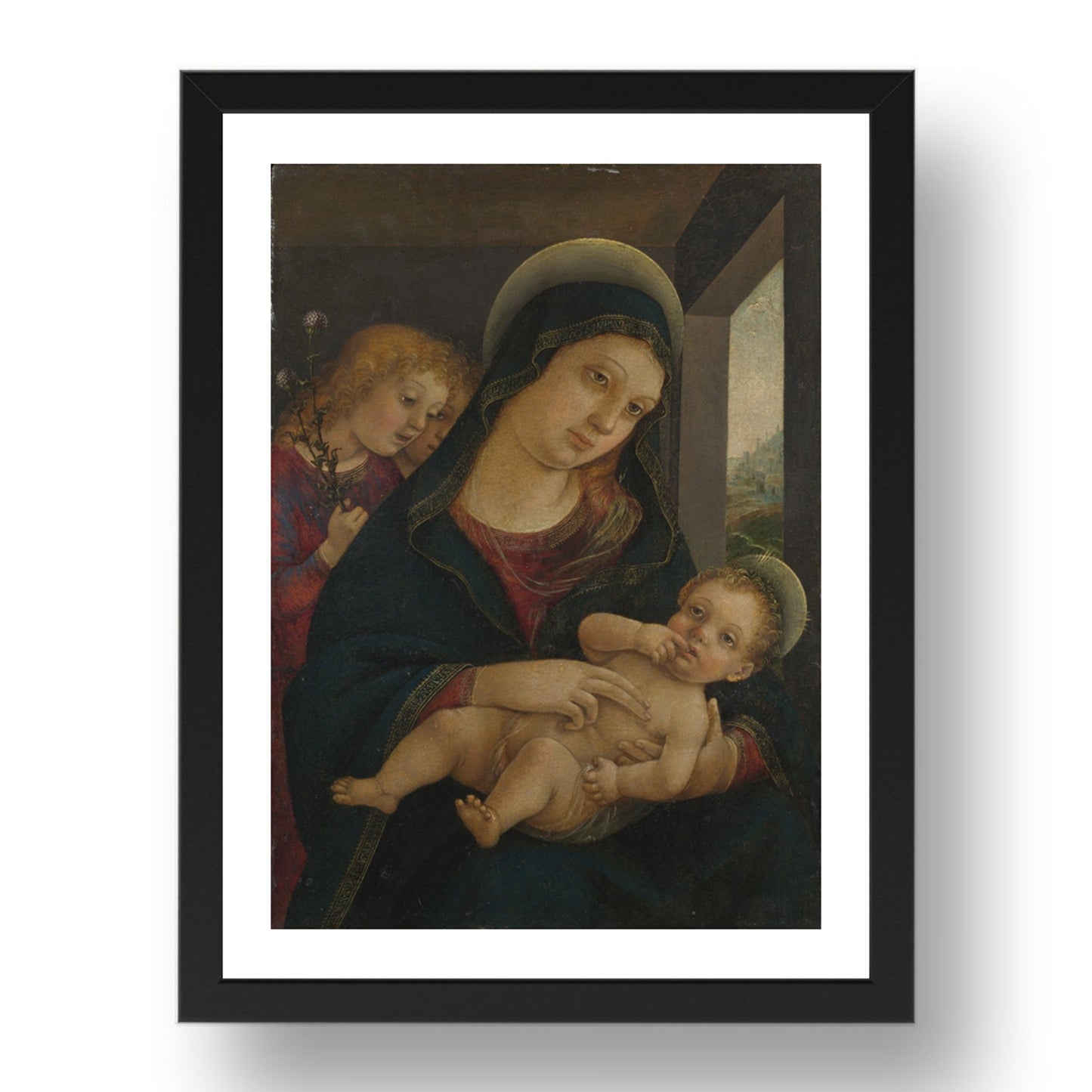 Liberale da Verona: The Virgin and Child with Two Angels, Poster in 17x13"(A3) Frame
