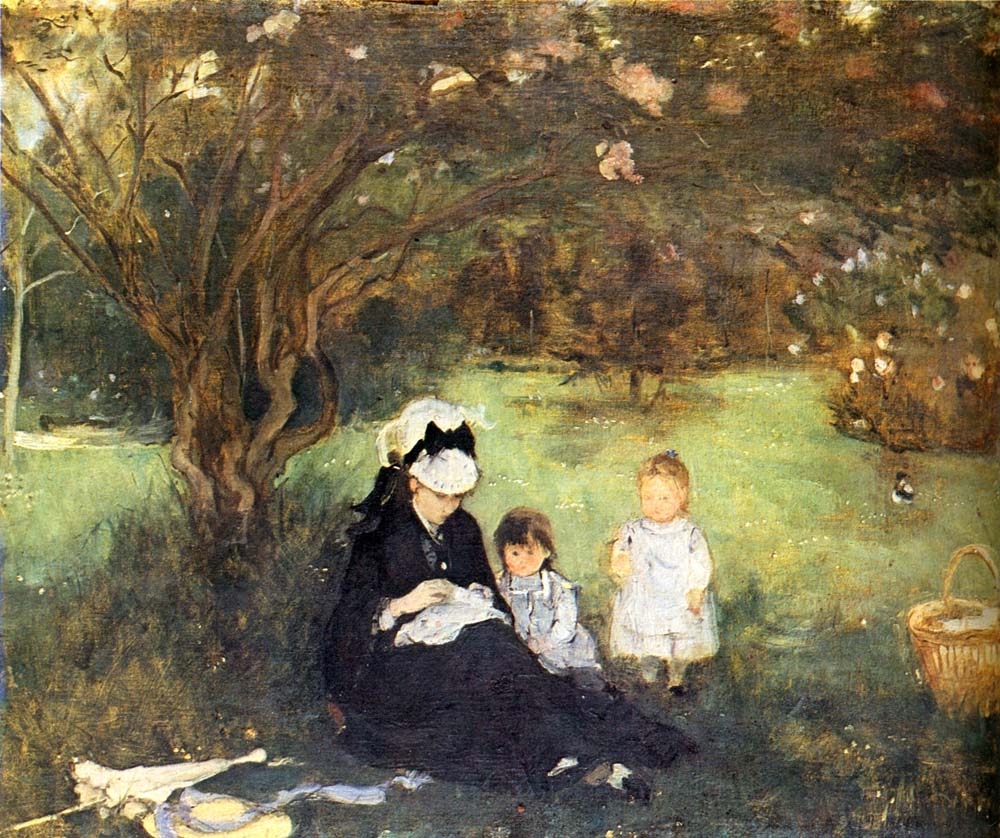 Lilacs With Maurecourt by Berthe Morisot, 1874, vintage art, modern poster print
