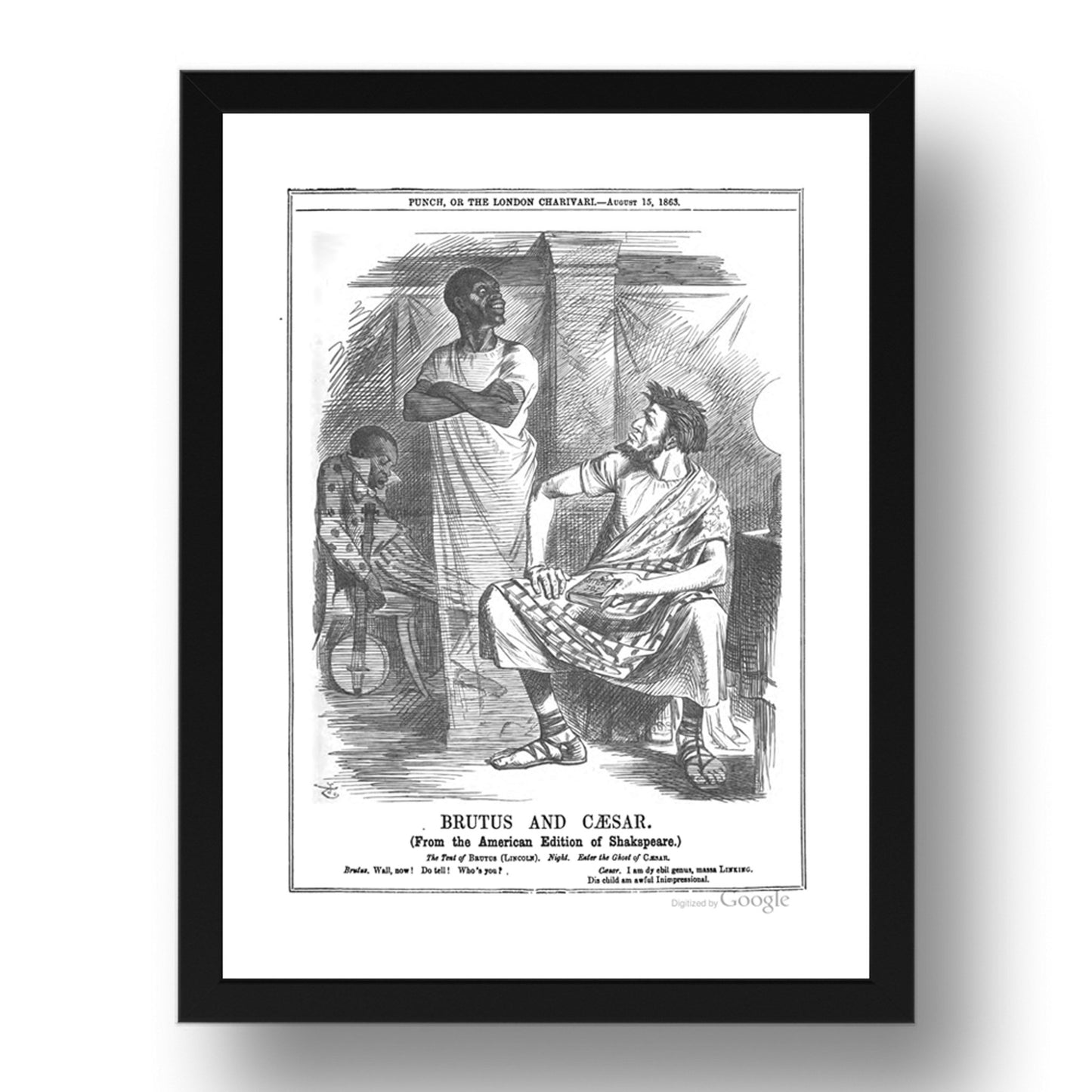 lincoln slave brutus caesar, vintage historic poster in 17x13"(A3) Frame